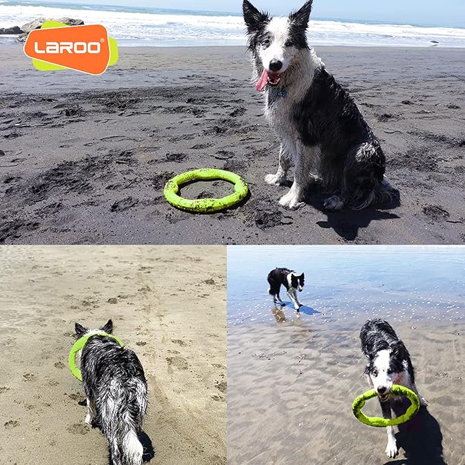 LaRoo Dog Ring Toy - Durable Flying Ring for Fetch, Water Play & Training | Tough Chew-Proof Design for Aggressive Chewer Breeds, Easy-Throw Lightweight Frisbee for Medium/Large Dogs(Green/30cm)