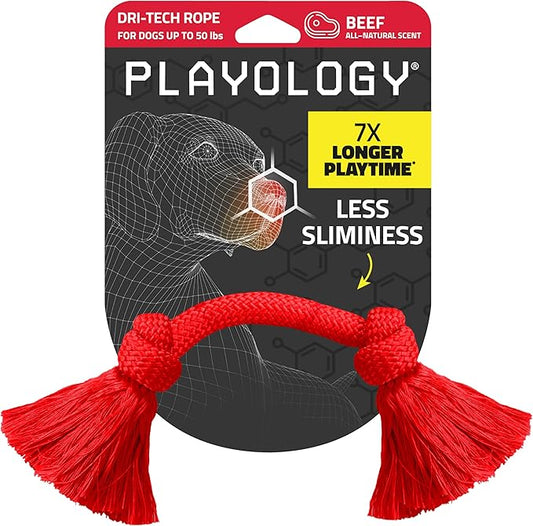 Playology Rope Toys for Dogs | Tug of War Dog Toy for Aggressive Chewers | Beef Scented Dog Toys | Medium Rope Toy for Interactive Play