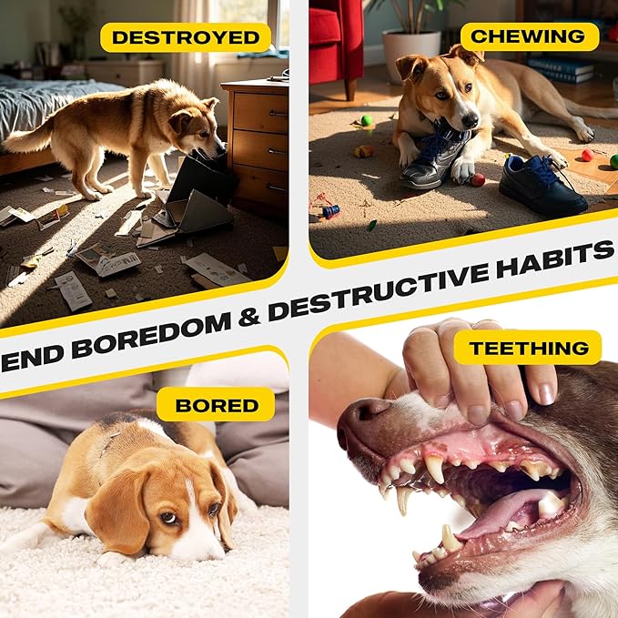 Fida Heavy Duty Dog Rope Toys for Aggressive Chewers 4pcs Pack – Natural Cotton Dog Chew Toys for Large Dogs, Tug-of-War & Fetch Rope Ball/Ring/Knot/Twist to Keep Them Busy