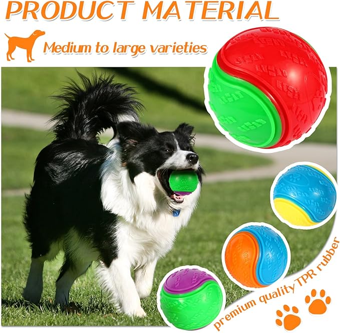 4 Packs Large Dog Balls, 4.5 inch Squeaky Dog Balls, High Bouncy Dog Ball for Interactive Playing, Dog Toys Balls for Training, Tough Ball Toys for Large & Medium Dogs Teeth Cleaning