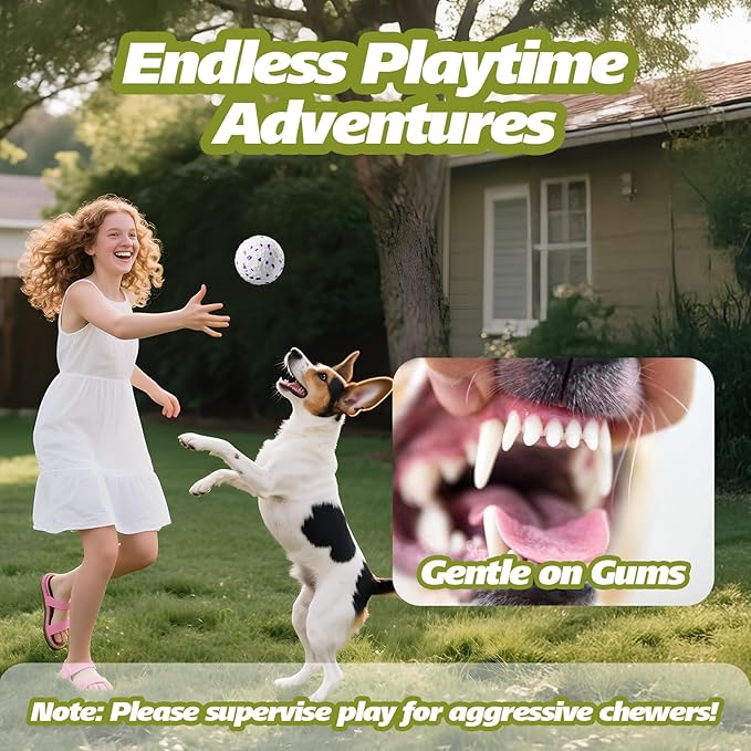 E-TPU Dog Balls 3 Pack - Interactive Tennis Balls Alternative for Aggressive Chewers, Indestructible Chew Toys for Puppy Teething, Keep Dogs Busy, Suit for Large Medium Small Breed