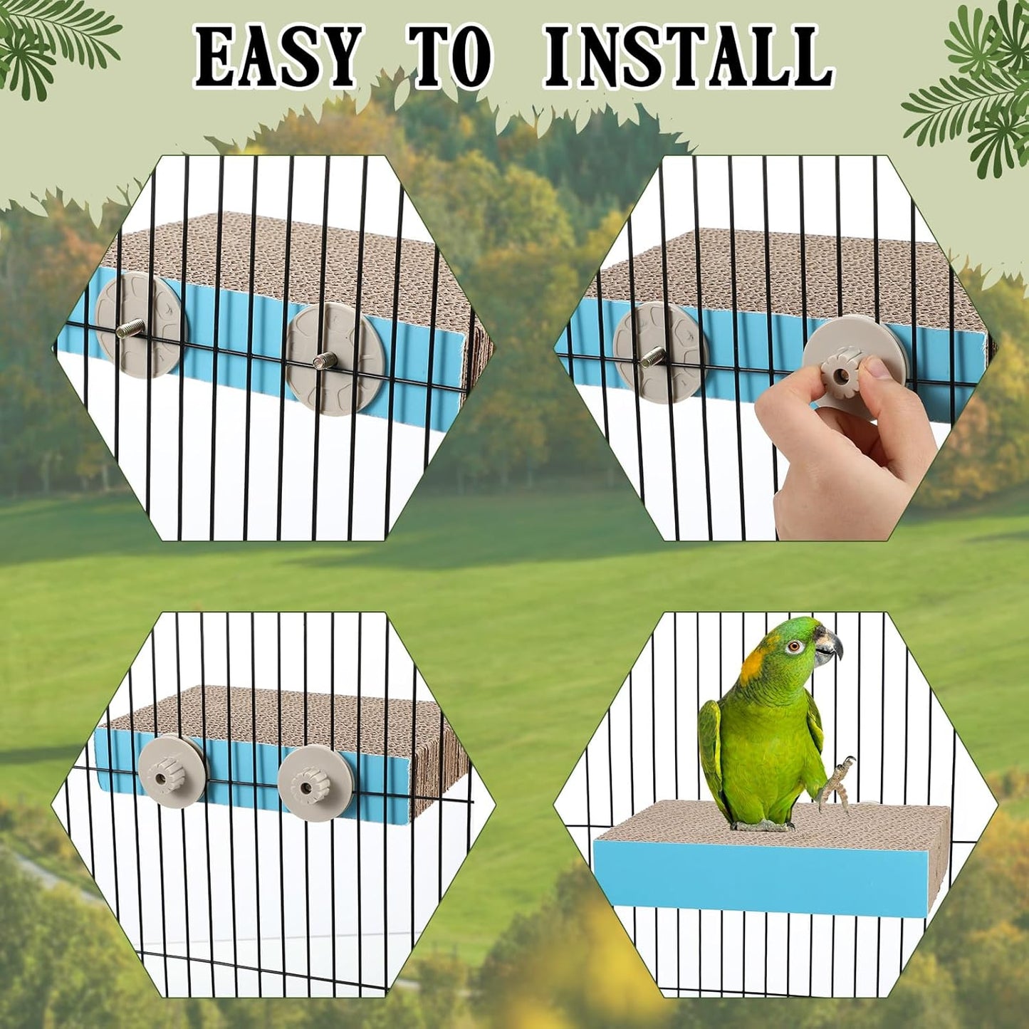 2 Pieces Bird Chew Toy Parrot Cage Perch Cardboard Platform Bird Paw Grinding Stand Parrot Cage Playground for Macaws, Small Parakeets, Conures, Budgies, Finches Conure Cockatiel (Medium)