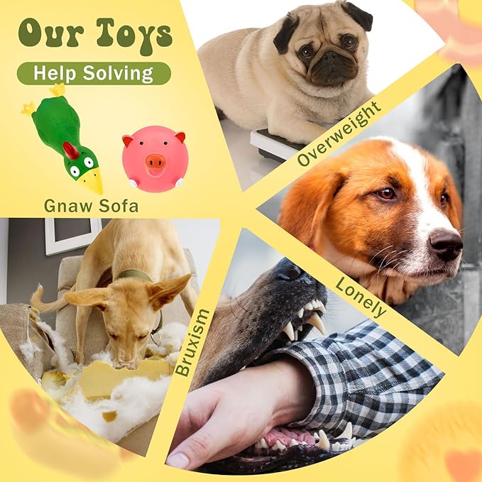 Jenaai 11 Pcs Dog Squeaky Toys Squeaky Latex Dog Toys Soft Chew Rubber Dog Toy Rubber Chew Toys for Dogs Assorted Animal Pet Toys Puppy Fetch Pet Interactive Play for Small and Medium Pets