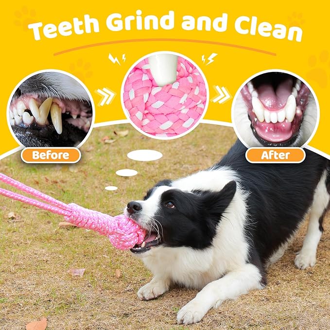 11 Pack Various Heavy Duty Dog Rope Toys for Large & Medium Dogs Teething, Entertainment & Interaction, Chew Toys with Rope, Training Balls and Dog Squeaky Toys