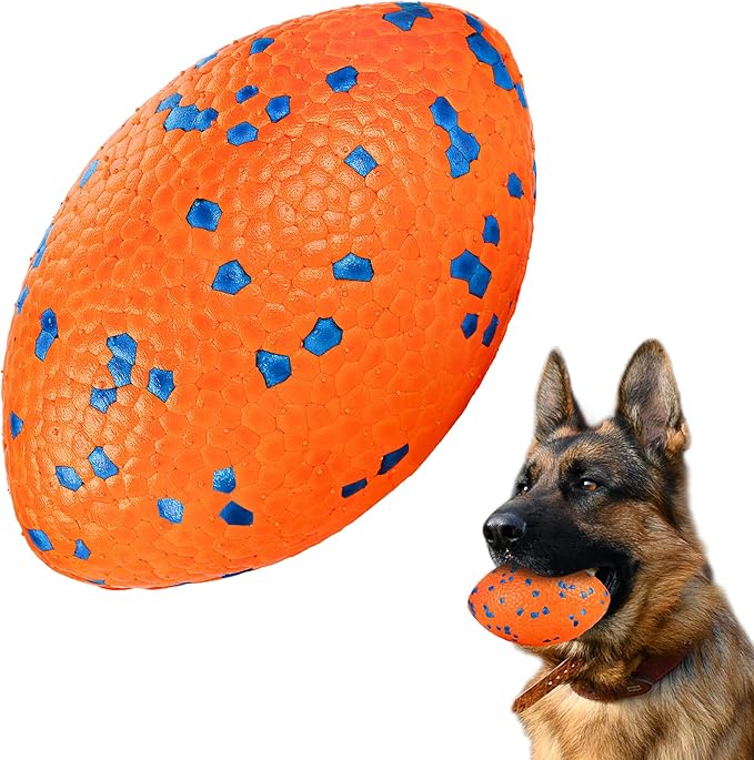 5.5 Inches Balls for Dogs, Durable Dog Football Toys for Aggressive Chewers, Large Rugby Balls, Floating Dog Toys for Water Fetch for Medium and Large Breed, Orange