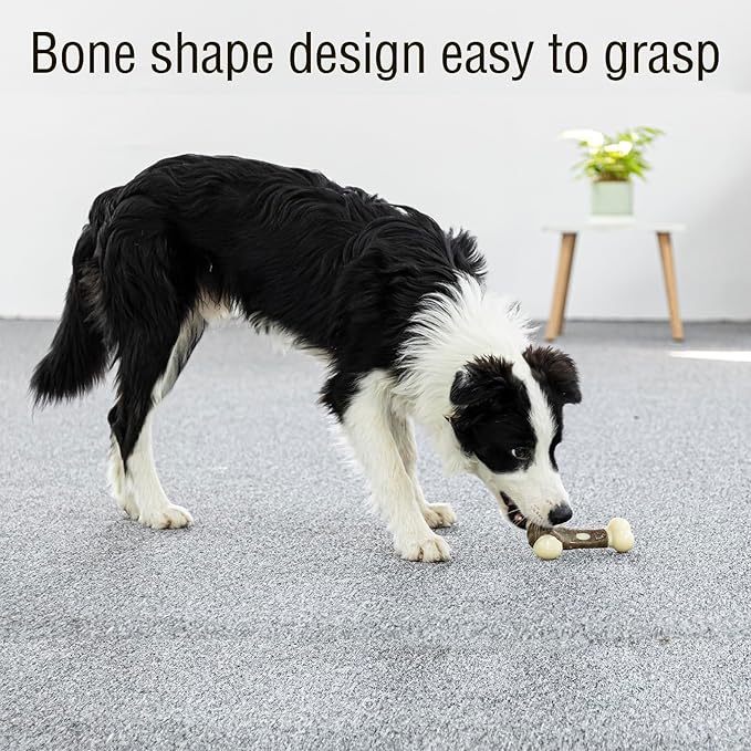 Dog Bones Chew Toys for Aggressive Chewers, 2 Pack Real Beef Flavor,Indestructible Dog Teething Chew Toys for Large/Medium/Small Puppies Breed,Tough Pet Toy with Nylon