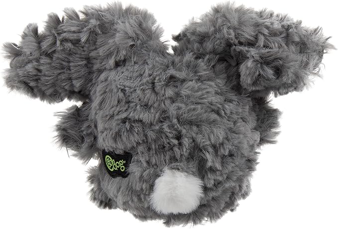 goDog PlayClean Rabbit Squeaky Plush Dog Toy with Odor-Eliminating Essential Oils, Chew Guard Technology - Gray, Small