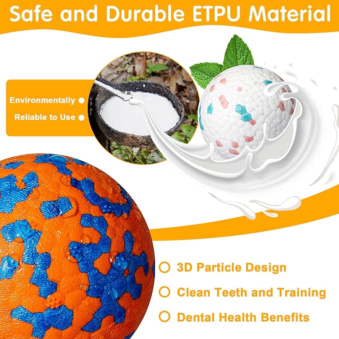 Leyndo 10 Pack Dog Balls for Aggressive Chewers 2.5" Interactive Dog Tennis Ball Durable Teething Chew Toys Lightweight Floating Bouncy Balls for Fetch Game Large Medium Small Canine Puppies