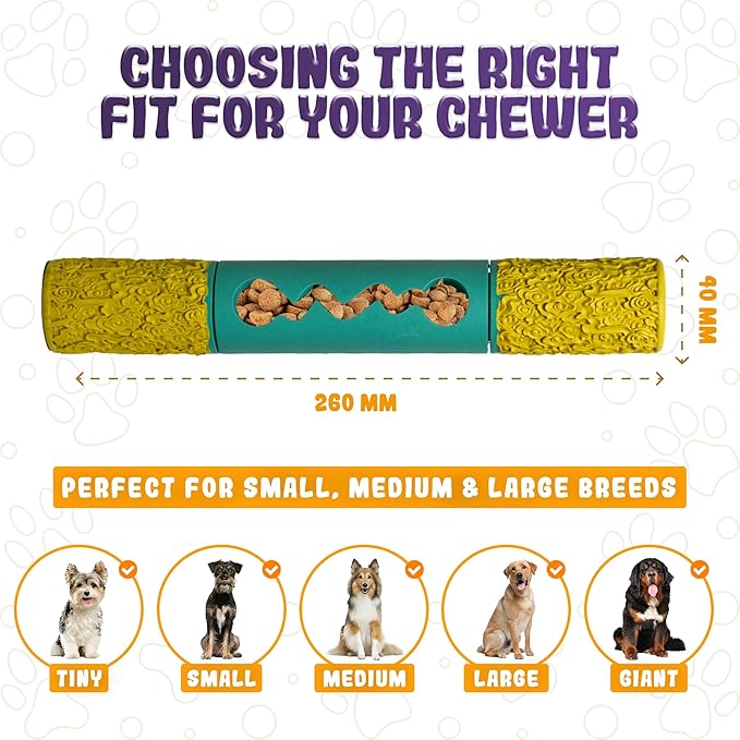 Indestructible Dog Chew Toy – Tough Rubber Stick for Aggressive Chewers, Safe & Treat-Fillable, Teething Toy for Large Breed & Puppies