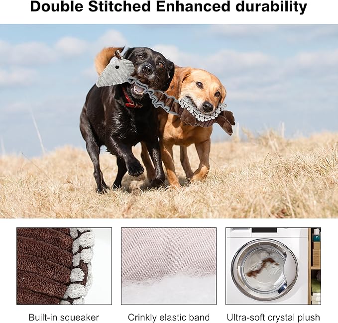 Dog Toys for Large Dogs Plush Dog Squeaky Toys to Keep Them Busy Tug of War Dog Toys for Medium and Small Dogs Made of Cotton Material and Crinkle Paper Stuffed Animals for Dogs（Armadillo