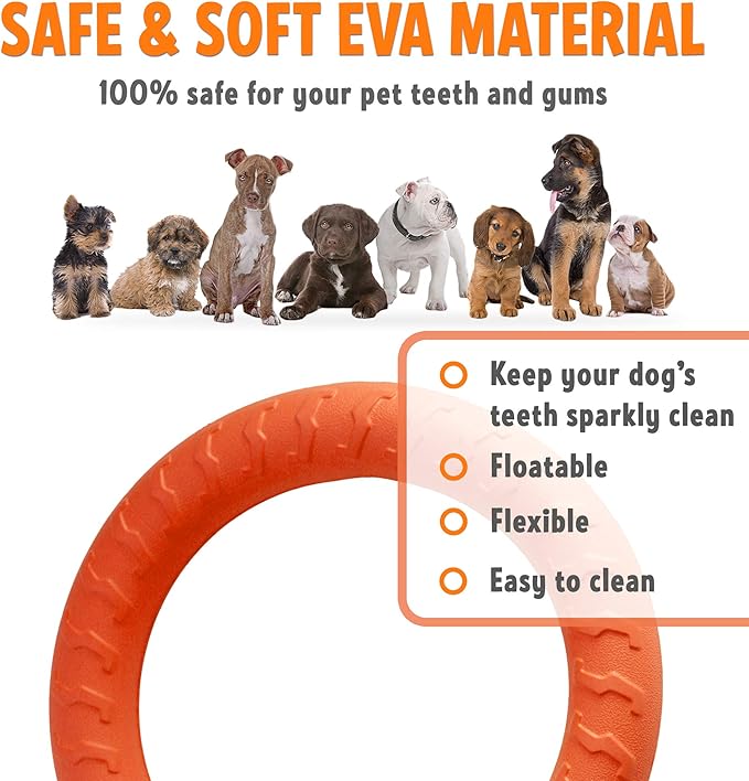 PetSpy Dog Training Ring for Outdoor Fitness Floatable Pulling Toy and Flying Disc Interactive Play Tool for Small Medium Large Dogs