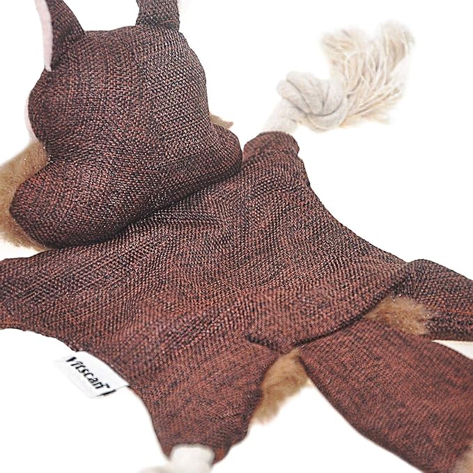 Vitscan Crinkle Dog Toy, No Stuffing Puppy Toys, Cotton Rope Limbs Stuffless Dog Toy with Squeaker, Plush Body Parts Squirrel Dog Squeaky Toys for Small Dog Chew Toys