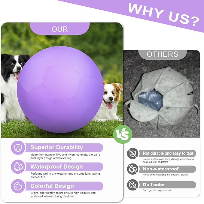 25" Herding Ball for Dogs and Horses, Durable Waterproof Dog Toy, Dual-Layer Large Interactive Pet Play Ball for Australian Shepherds, Cattle Dogs, Collies, and All Herding Breeds (Purple)