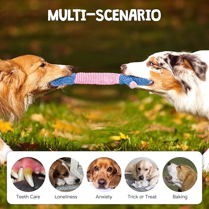 Dog Squeaky Toys, Sheep Plush Stuffing Dog Toys with Crinkle Paper for Puppy Teething, Tug of War Pet Chew Toys to Keep Them Busy, Small, Medium and Large(Blue)