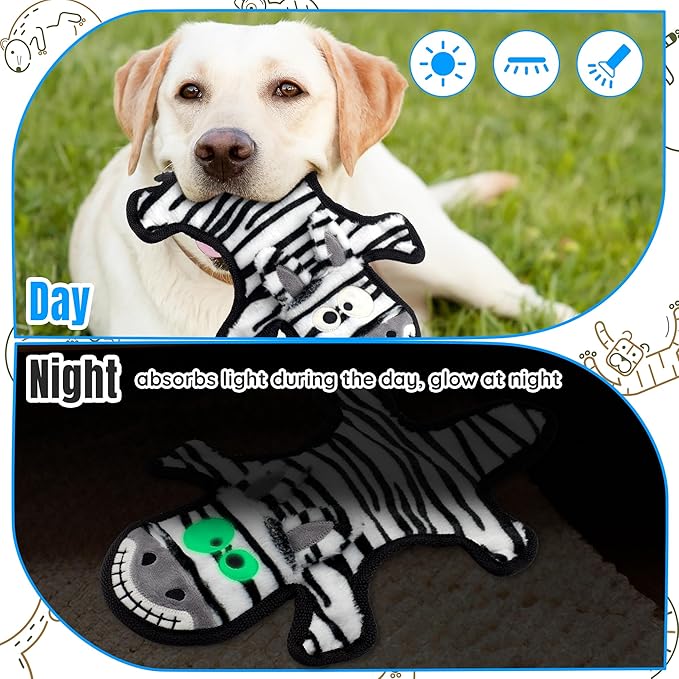 No Stuffing Dog Squeaky Toys, Glowing Eyes Crinkle Plush Puppy Toys for Teething Chewing, 5pcs Flat Tough Dog Toys Set for Large Medium Small Dogs to Keep Them Busy