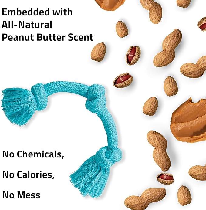 Playology Rope Toys for Dogs | Tug of War Dog Toy for Aggressive Chewers | Peanut Butter Scented Dog Toys | Jumbo Rope Toy for Interactive Play