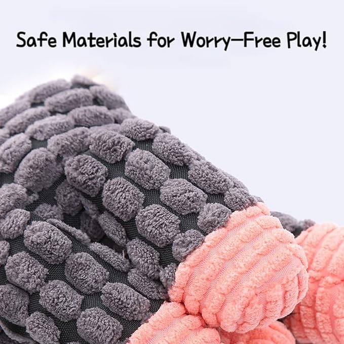 2025 Upgrade Colorful Indestructible Plush Dog Toys for Aggressive Chewers Small Medium Large Breed, Crinkle Squeaky Puppy Chew Toys for Teething, Mellow Calming Pillow Toys (Orange Giraffe)