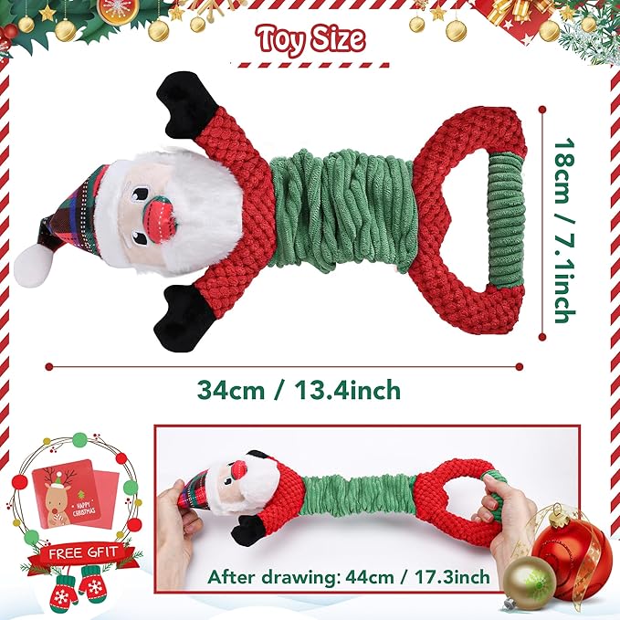 Dog Plush Squeak Toy, Durable, Christmas, Medium, Large, Small Dogs, Puppy Teething, Chewing, Playing