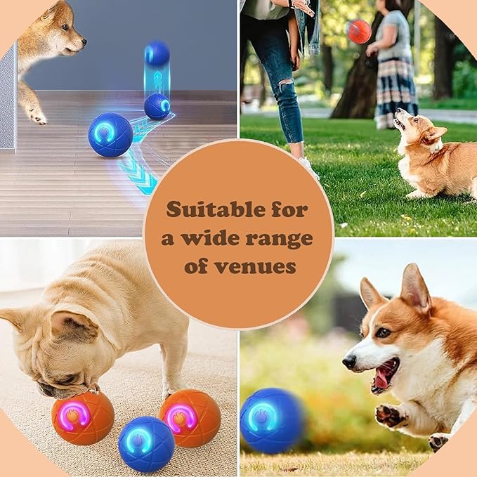 Smart Jumping Vibrating Interactive Dog Ball Self Moving Bouncing Ball Toy with Automatic Motion, Durable Chew Resistant Design for Small/Medium/Large Sized Dogs (Blue/S)