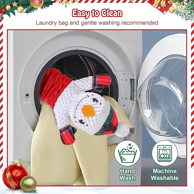 Dog Plush Squeak Toy, Durable, Christmas Snowman, Medium, Large, Small Dogs, Puppy Teething, Indoor, 1 Count