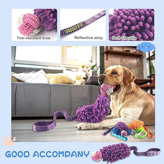 wodoca Dog Tug Toys for Aggressive Chewers, Interactive Dog Rope Toy, Tug of War Toys, Puppy Chew Toys Rope with Strong Squeak, Knots Cotton for Teeth Cleaning, Training Medium, Large Dogs
