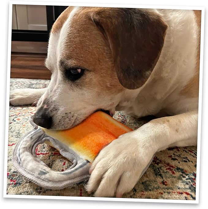 Doggijuana Tuffer Chewer Plush Dog Toy | Funny Dog Toy Plush with Juananip Catnip for Dogs | Calming Aid for Dogs | Interactive Squeaky Chew Toy for Play (Beer Mug Toy)