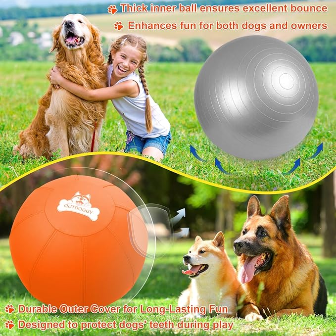 Herding Ball for Dogs 18 Inch - Dual-Layer Heavy Duty Herding Ball for Australian Shepherds, Border Collies & Corgis | Outdoor Herding Toy for Small/Medium Dogs - Backyard Training and Play - Orange