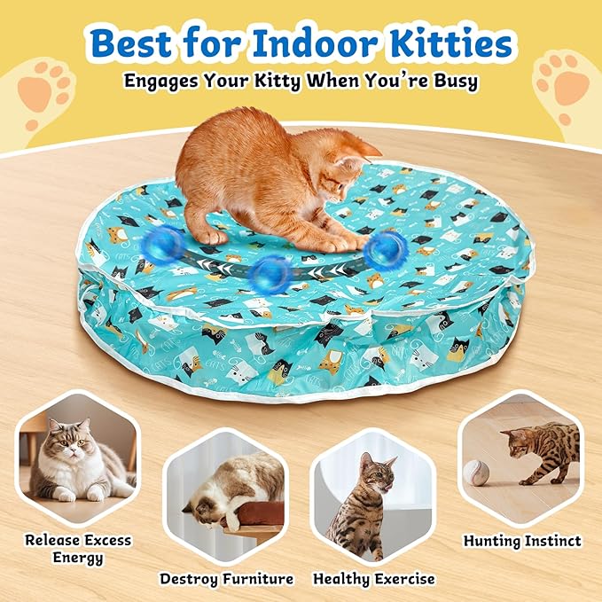 Interactive Cat Toys for Indoor Cats - Automatic Cat Toys for Bored Indoor Adult Cats in Pouch, Rechargeable Motion Activate Bird Chirping Hide and Seek Kitten Ball Toy, Mouse Catching Game for Kitten