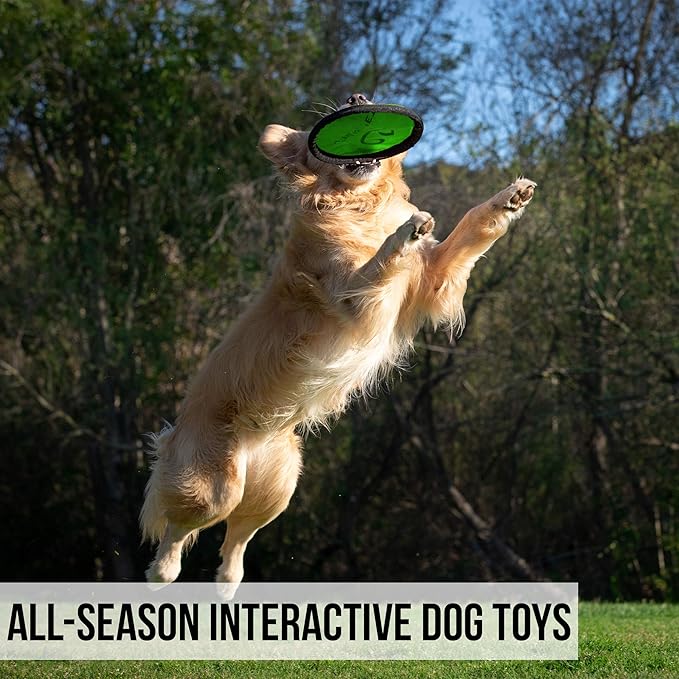 Hyper Pet Flippy Flopper Dog Frisbee Interactive Dog Toys [Flying Disc Fetch Toy Floats in Water & Safe on Teeth] (Colors Will Vary), Multicolor, 9"