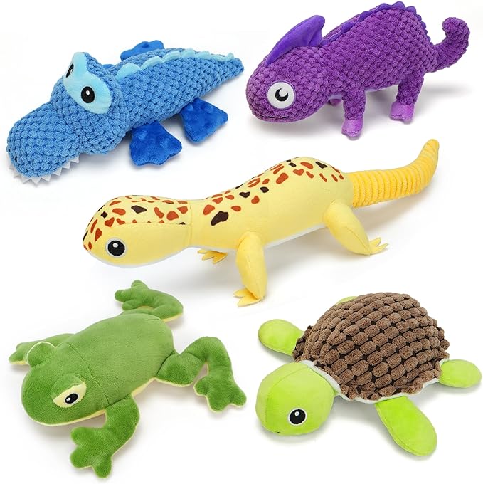 Prime Pets 5 Pack Dog Squeaky Toys, Plush Stuffed Animal Dog Toys, Value Bundle Assortment Dog Toy for Small Medium Large Dogs, Puppy Chew Toy