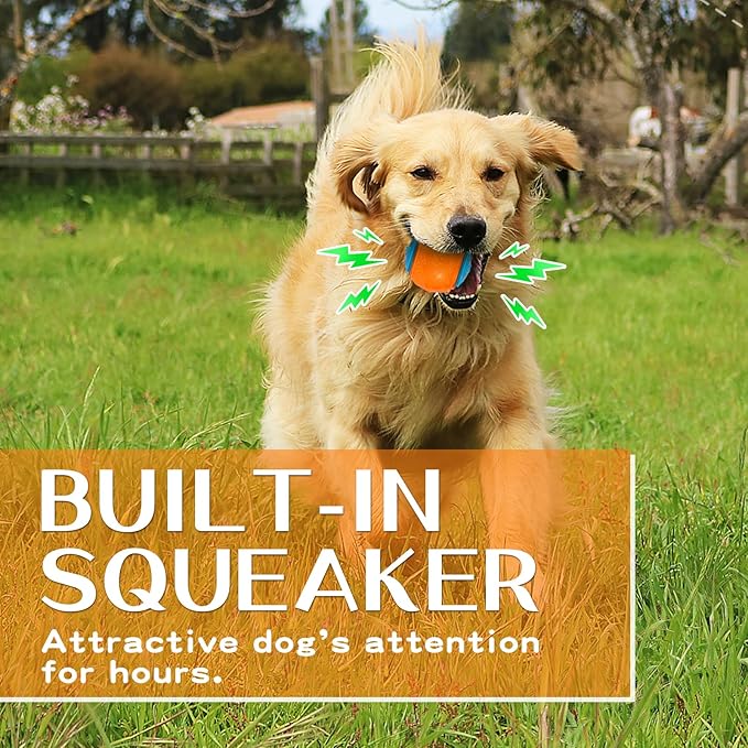 4 Packs Large Dog Balls, 4.5 inch Squeaky Dog Balls, High Bouncy Dog Ball for Interactive Playing, Dog Toys Balls for Training, Tough Ball Toys for Large & Medium Dogs Teeth Cleaning