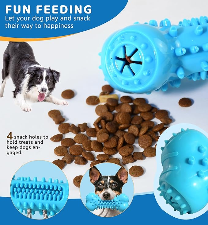 Dog Chew Toy for Aggressive Chewers, Durable Dental Cleaning Treat Toy, Food Dispensing Interactive Toy for Small, Medium & Large Dogs, Teeth Cleaning, Keep Busy, Tough Natural Rubber (Green)