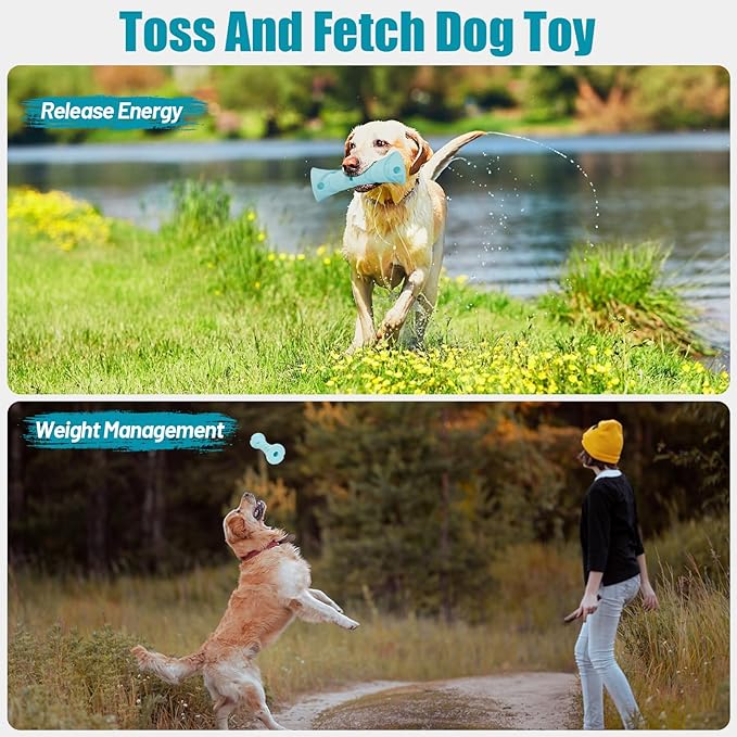 Interactive Dog Puzzle Toy for Boredom, Rubber Chew Toy Teething Toy to Keep Them Busy, Treat Dispensing Slow Feeder, Interactive Fetch & Dental Cleaning