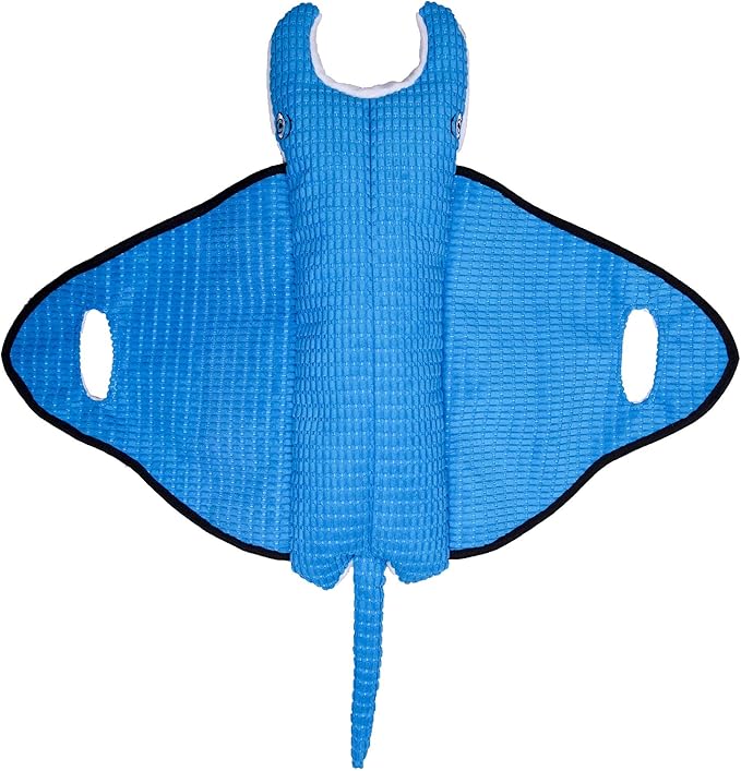 SmartPetLove Snuggle Puppy Tender-Tuffs - Extra Large Blue Stingray Big Ray Tug of War Plush Dog Toy - Great for Play and Interaction with Puncture Resistant Squeaker