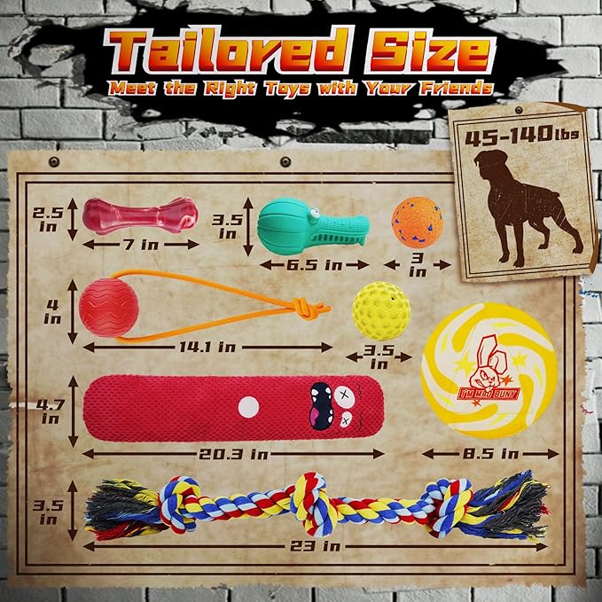 Heavy Duty Various Dog Chew Toys for Aggressive Chewers, 9 Pack Indestructible Large Dog Toys Include Tug Chew & Rope Toy, Squeaky Toys for Medium Large Breed Dogs (for Super Chewers)