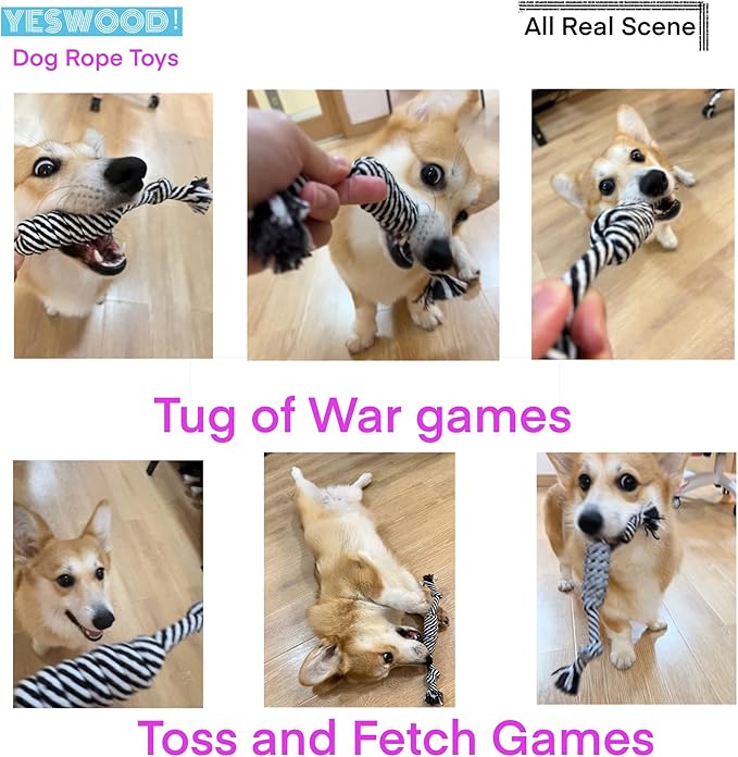 Small Dog Ropes for Aggressive Chewers Puppy Chew Toys Small Soft Rope for Teething Tug of War Dog Toy Small Breed Rope Candy for Small and Medium Dogs 0-80 Pounds（4-Pack）