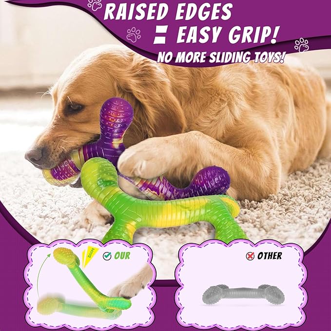 Dog Toys for Aggressive Chewers 2 Pack, Indestructible Dog Toys for Large Dogs, Tough Dogs Chew Toy to Keep Them Busy, Beef Flavored, Gifts for Large Medium Breed