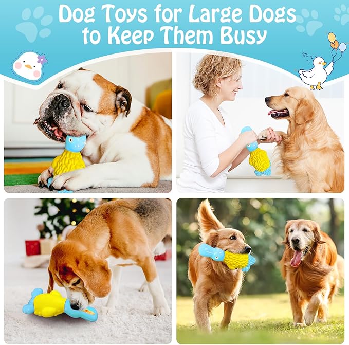Dog Toys for Aggressive Chewers: Tough Dog Chew Toys-Large Squeaky Dog Toys for All Breed Sizes to Keep Them Busy (Blue)
