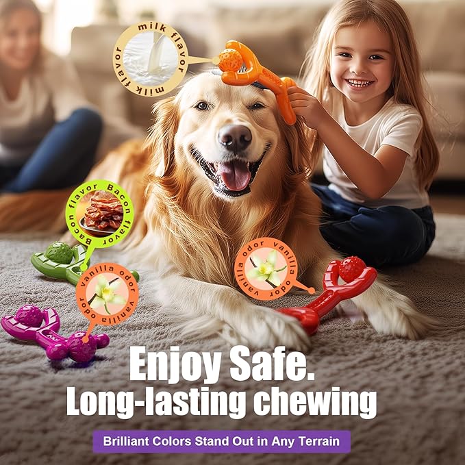 Indestructible Dog Toys for Aggressive Chewers, Heavy Duty Chew Proof Toys for Large Dogs, Durable Interactive Chew Toys for Adult Dogs with Anxiety Relief