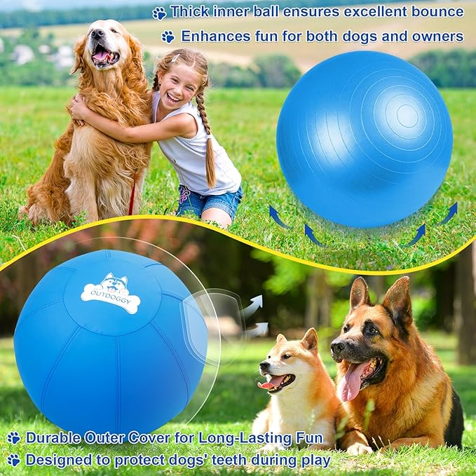 Herding Ball for Dogs 18 Inch - Dual-Layer Heavy Duty Herding Ball for Australian Shepherds, Border Collies & Corgis | Outdoor Herding Toy for Small/Medium Dogs - Backyard Chasing and Training - Blue