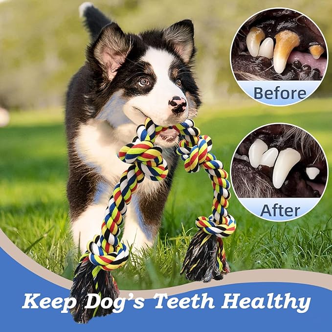 2 Pack Heavy Duty Dog Rope Toys for Medium to Large Breed Aggressive Chewers, Nearly Indestructible Chew Tug Rope, Interactive Toy for Boredom Teeth Cleaning