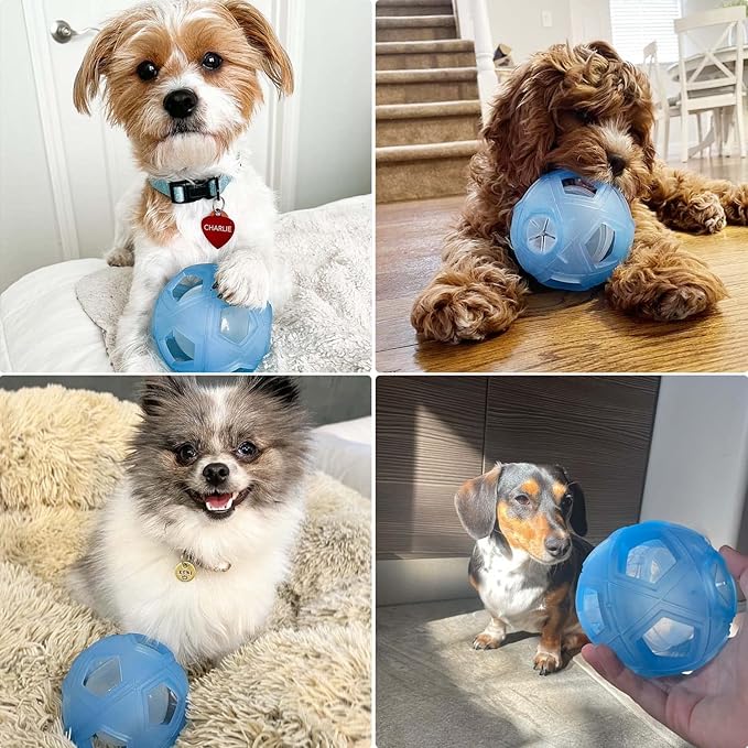 LumoLeaf Dog Treat Ball Toy, 5” Interactive Puzzle Toy for Small & Medium Dogs, Adjustable Difficulty Treat Dispenser, Slow Feeder for Mental Stimulation & Boredom Relief, Blue, 13cm