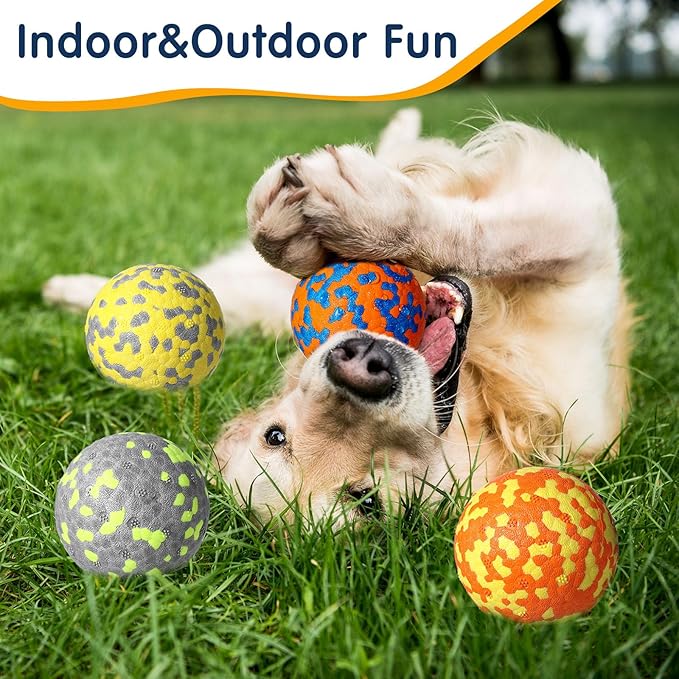 Leyndo 10 Pack Dog Balls for Aggressive Chewers 2.5" Interactive Dog Tennis Ball Durable Teething Chew Toys Lightweight Floating Bouncy Balls for Fetch Game Large Medium Small Canine Puppies