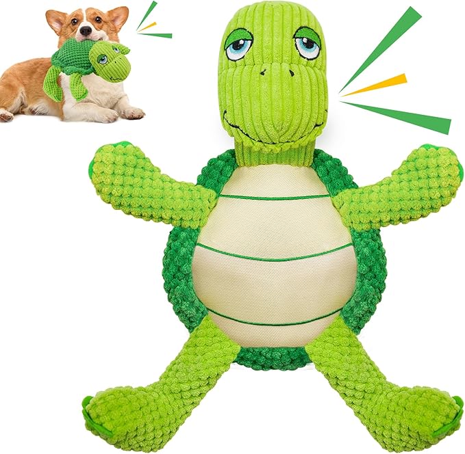 Squeaky Dog Toys, Cute Turtle Plush Toy for Dogs Indoor Play, Interactive Dog Toys with Non-Shedding Material for Small and Medium Dogs