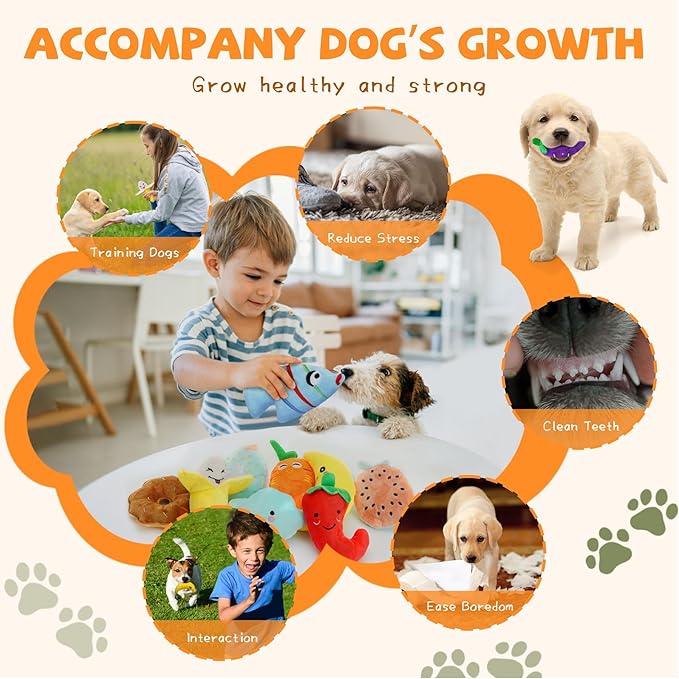 Charming Chorus 20-Pack Squeaky Toys Set - 4 Bags, Plush Puppy Toys With Cute Characters for Small Dogs, Interactive Squeak Toys for Fun & Teeth Cleaning