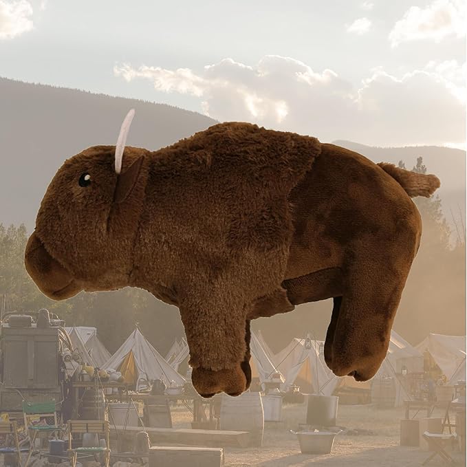 design LAB, Inc. Official Yellowstone Merchandise | Bison Shaped Plush Toy - Large Stuffed Animal for Dogs | Soft Plushie with a Squeaky Chuckle Sound