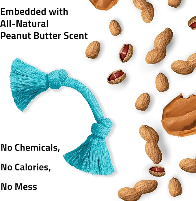 Playology Rope Toys for Dogs | Tug of War Dog Toy for Aggressive Chewers | Peanut Butter Scented Dog Toys | Medium Rope Toy for Interactive Play
