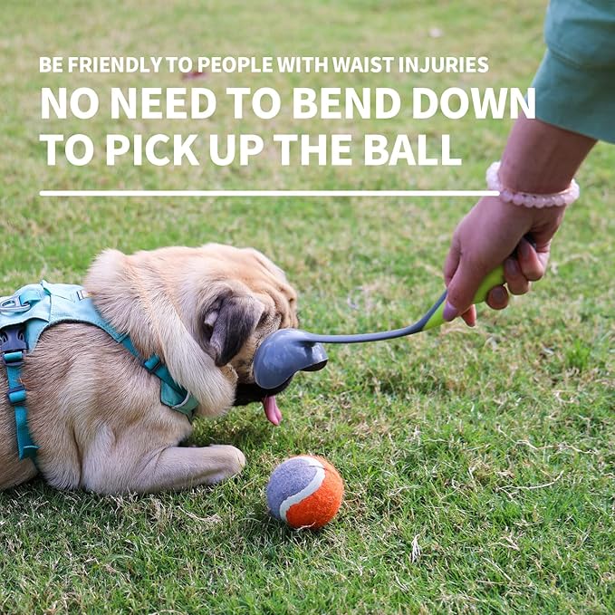 PAWISE Dog Ball Launcher - 12.2'' Dog Fetch Toy with 2.3'' Tennis, Portable Ball Thrower for Small to Medium Dogs, Indoor & Outdoor Use, Durable & Easy to Clean