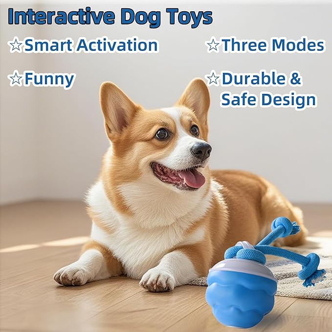 Interactive Dog Toys to Keep Them Busy with Motion Activated Squeaky Pet Toy Rolling Wicked Ball Automatic Moving Dog Ball for Puppy Small Medium Dogs for Boredom