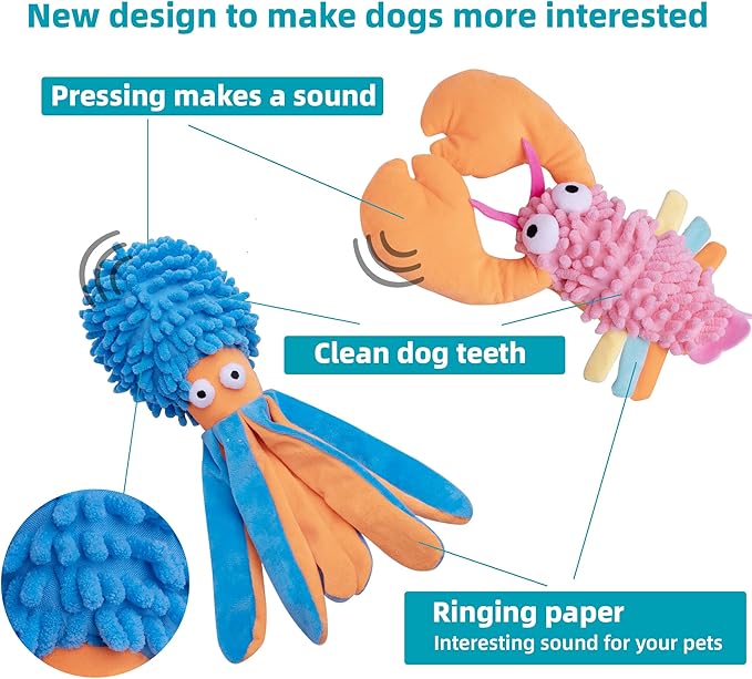 5 Pack Dog Squeaky Toys Bulk Set,Puppy Teething Chew Pet Dog Toy for Large Medium Small Dogs,Soft Plush Stuffed Crinkle Sound Interactive Fun for Puppy